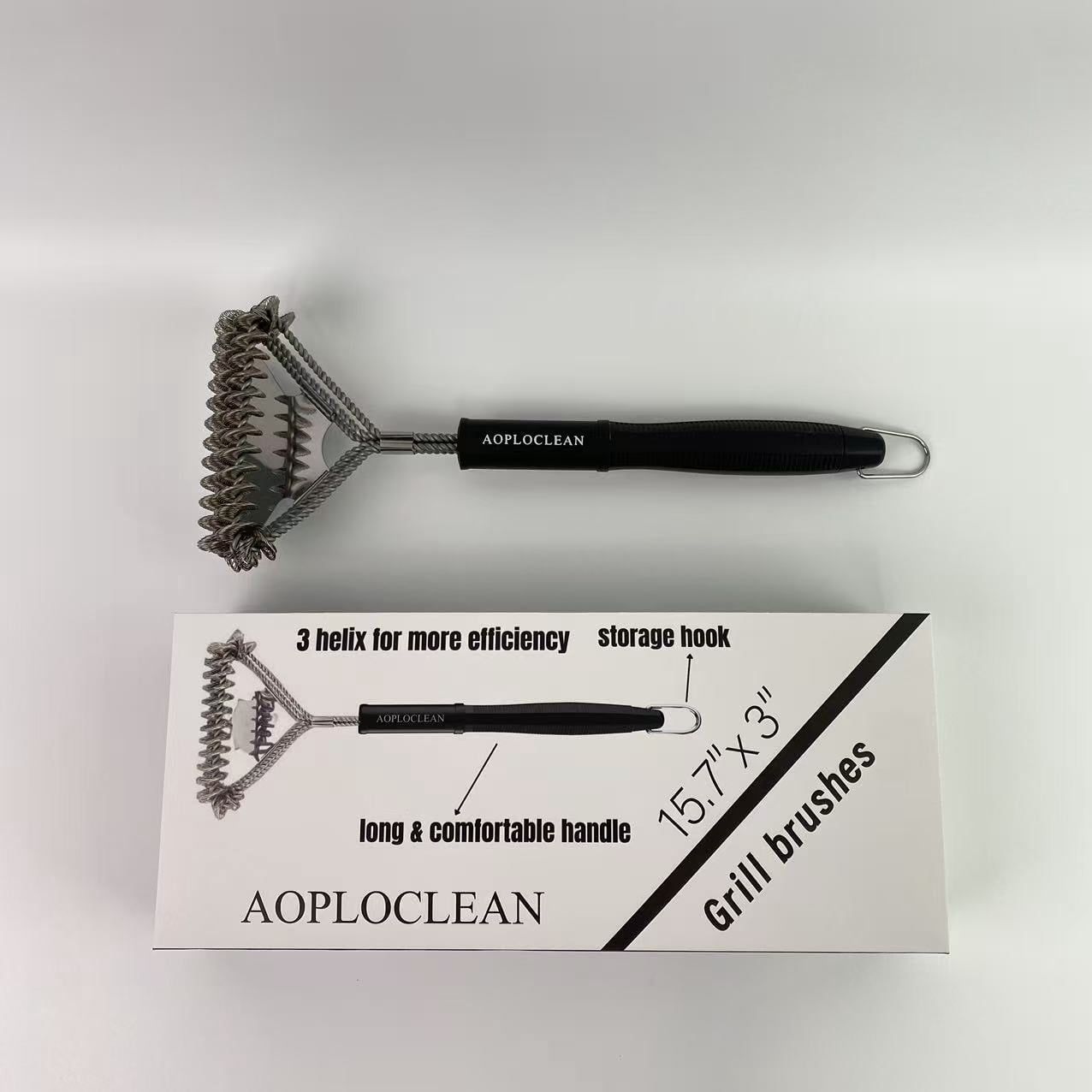 AOPLOCLEAN Grill brushes - Safe BBQ Brush for Grill -Stainless Grill Grate Cleaner - Safe Grill Accessories for Porcelain/Charcoal Grill