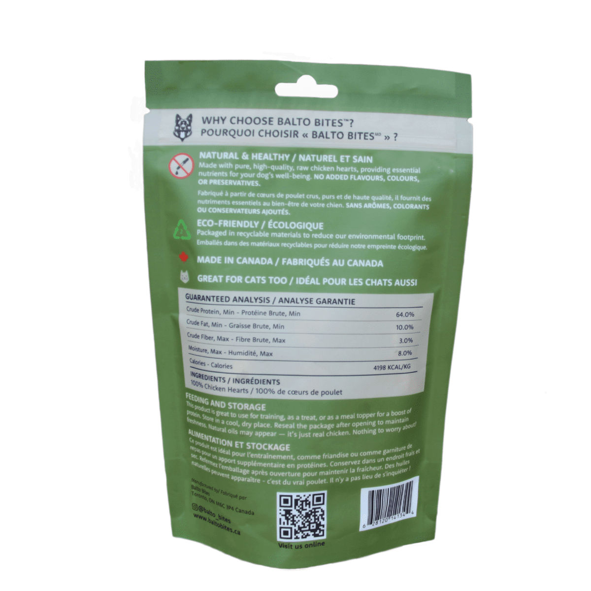 Balto Bites Freeze-Dried Chicken Hearts Dog Treats