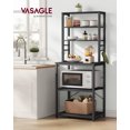 thumbnail image 1 of VASAGLE Coffee Bar, Baker’s Rack for Kitchen with Storage, 6-Tier Kitchen Shelves with 6 Hooks, Microwave Stand, Industrial,  Charcoal Gray and Ink Black, 1 of 7