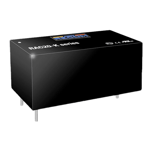 RAC20-24SK  Enclosed AC DC Converters 1 Output 24V 840mA 85 ~ 264 VAC, 120 ~ 370 VDC Input :RoHS