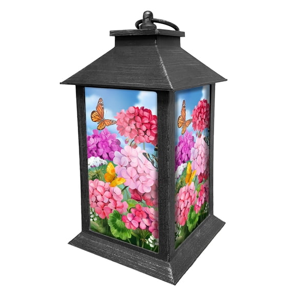 Briarwood Lane Spring Lantern 13.5" x 5.5" x 5.5" Geraniums in Bloom For Spring Lantern