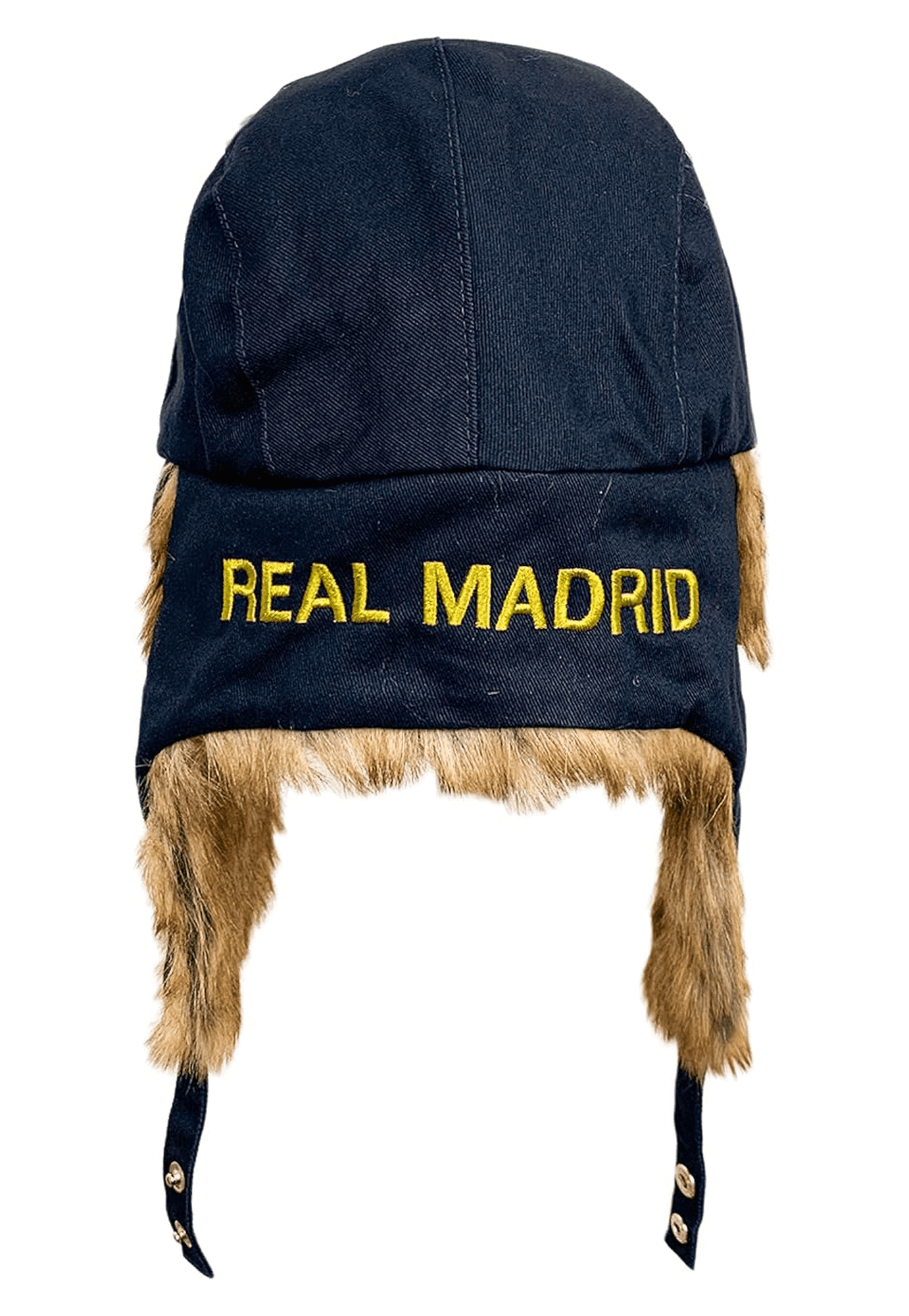 Icon Sports Real Madrid Trapper Hat, Navy Faux Fur, 100% Cotton, OSFM