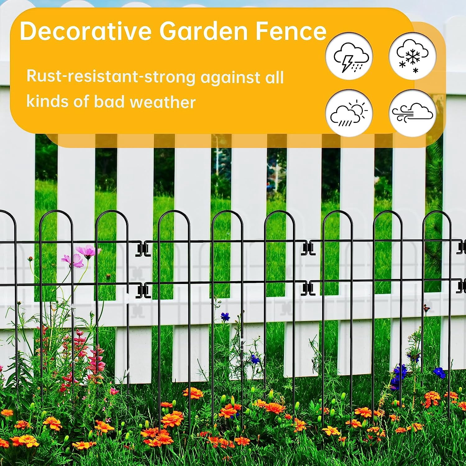 30-Pack No Dig Fence, Decorative Garden Fence Border Outdoor Animal Barrier Rustproof Metal