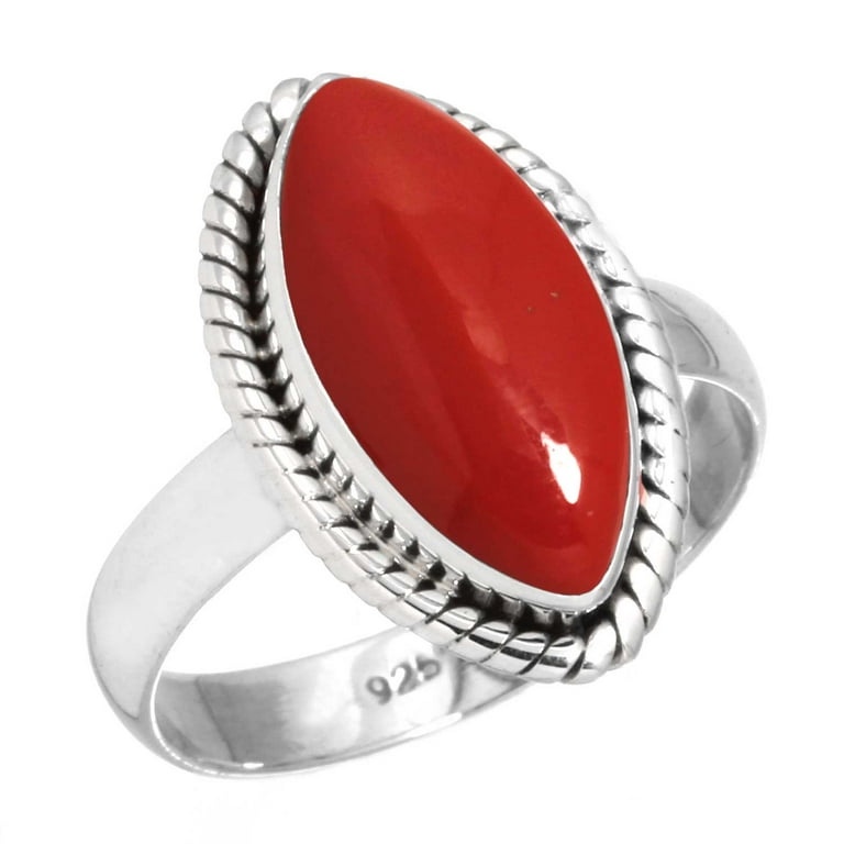 925 silver ring shop with red stone