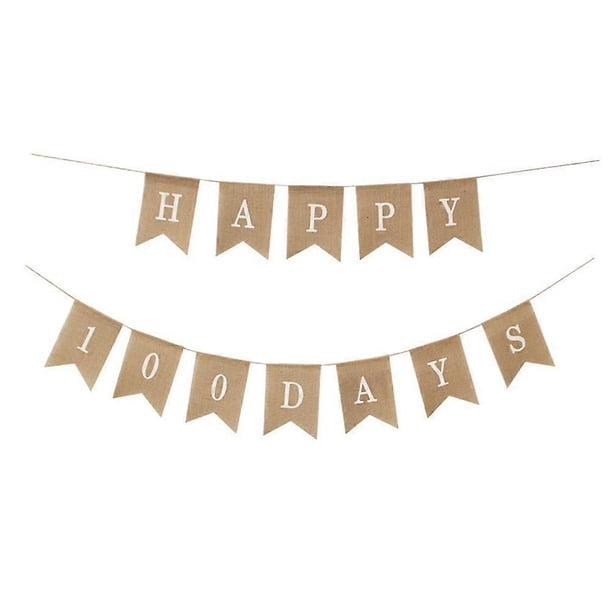 1 Set Happy 100 Days Banner Beautiful Hanging Flag for Kids Birthday Baby Shower