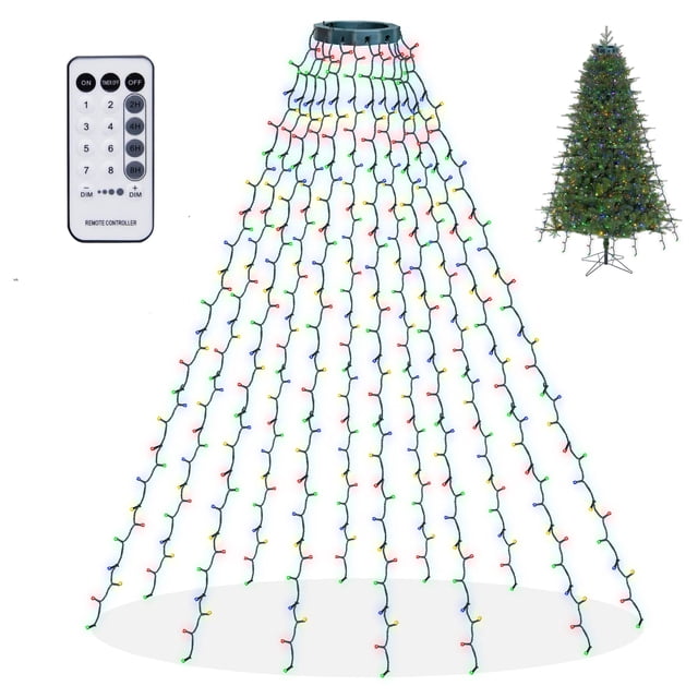 Luces para árbol de Navidad deslumbrantes, 8,2 pies, 448 LED, múltiples luces LED