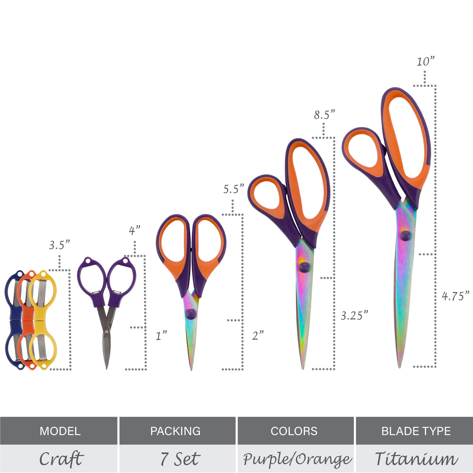 BambooMN Titanium Set & Folding Scissors - Purple w/Orange - 1 Set