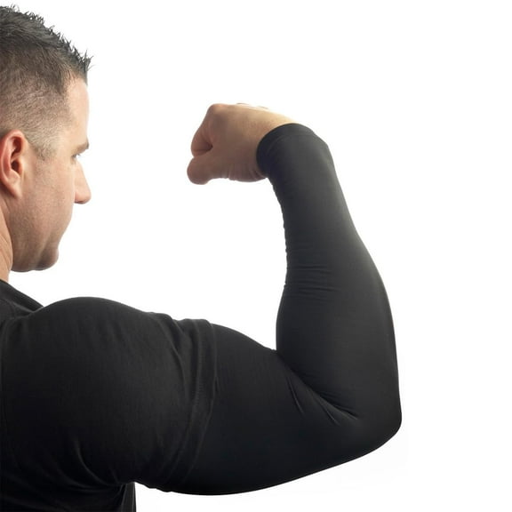 Tatjacket Tattoo Cover Up Concealer Sleeve, 2-PACK, Full Arm coverage, UPF 50 Protective, Slip Free, for Men & Women (Unisex), LARGE, BLACK