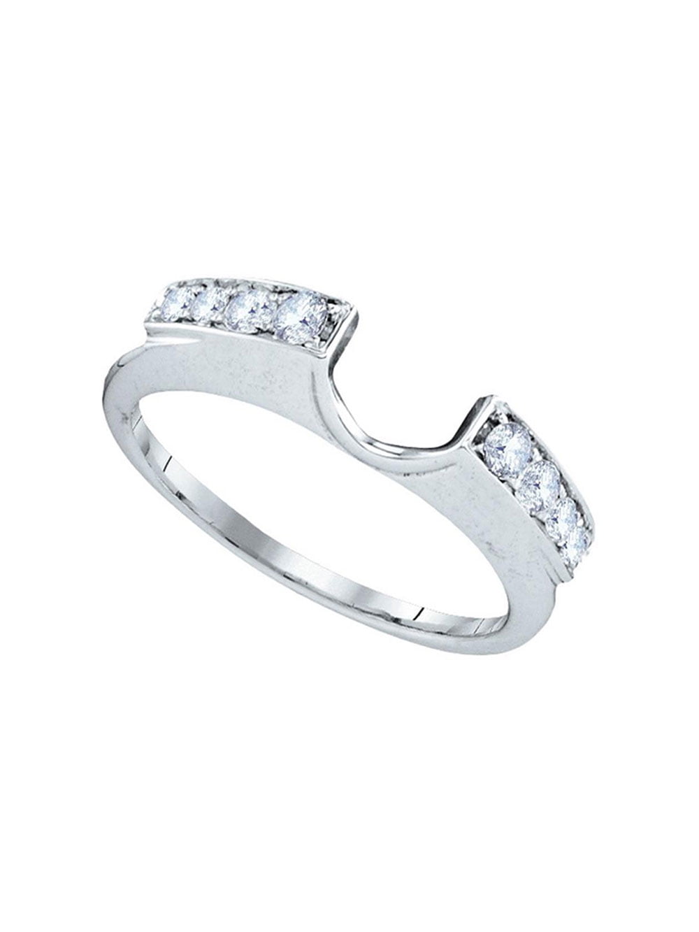 The Jewelry Master 14kt White Gold Womens Round Diamond Ring Guard Wrap Solitaire Enhancer 1/4