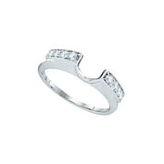 FB Jewels 14kt White Gold Womens Round Diamond Ring Guard Wrap Solitaire Enhancer 1/4 Cttw Size 6.5