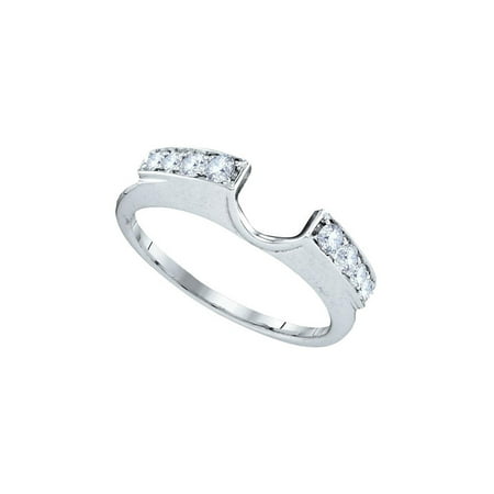 FB Jewels 14kt White Gold Womens Round Diamond Ring Guard Wrap Solitaire Enhancer 1/4 Cttw Size 6.5