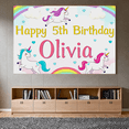 thumbnail image 6 of Colorful Unicorn Themed Happy 5th Birthday Backdrop Banner for Olivia Party Decorations Photography Props Birthday Party Supplies Background Decor, 6 of 8
