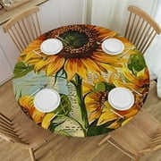 HAOXIT Flowers Sloth Branches Tree Round Tablecloth, Table cover (Fit for Round Table) for Family Home Gatherings Decor 54-58