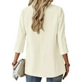 thumbnail image 4 of Yigetop Blazers for Women Business Casual, Ladies' Button Down Solid Color Cardigan Small Suit with Pockets and Three Quarter Sleeves 3/4 Sleeve Blazer for Women Beige 2XL, 4 of 6