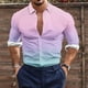thumbnail image 1 of Blusa y camisa de manga larga con cuello vuelto para hombre, estilo casual, a la moda, con botones estampados, blusa de manga larga con cuello vuelto, camisetas de poliéster para hombre, 1 of 5