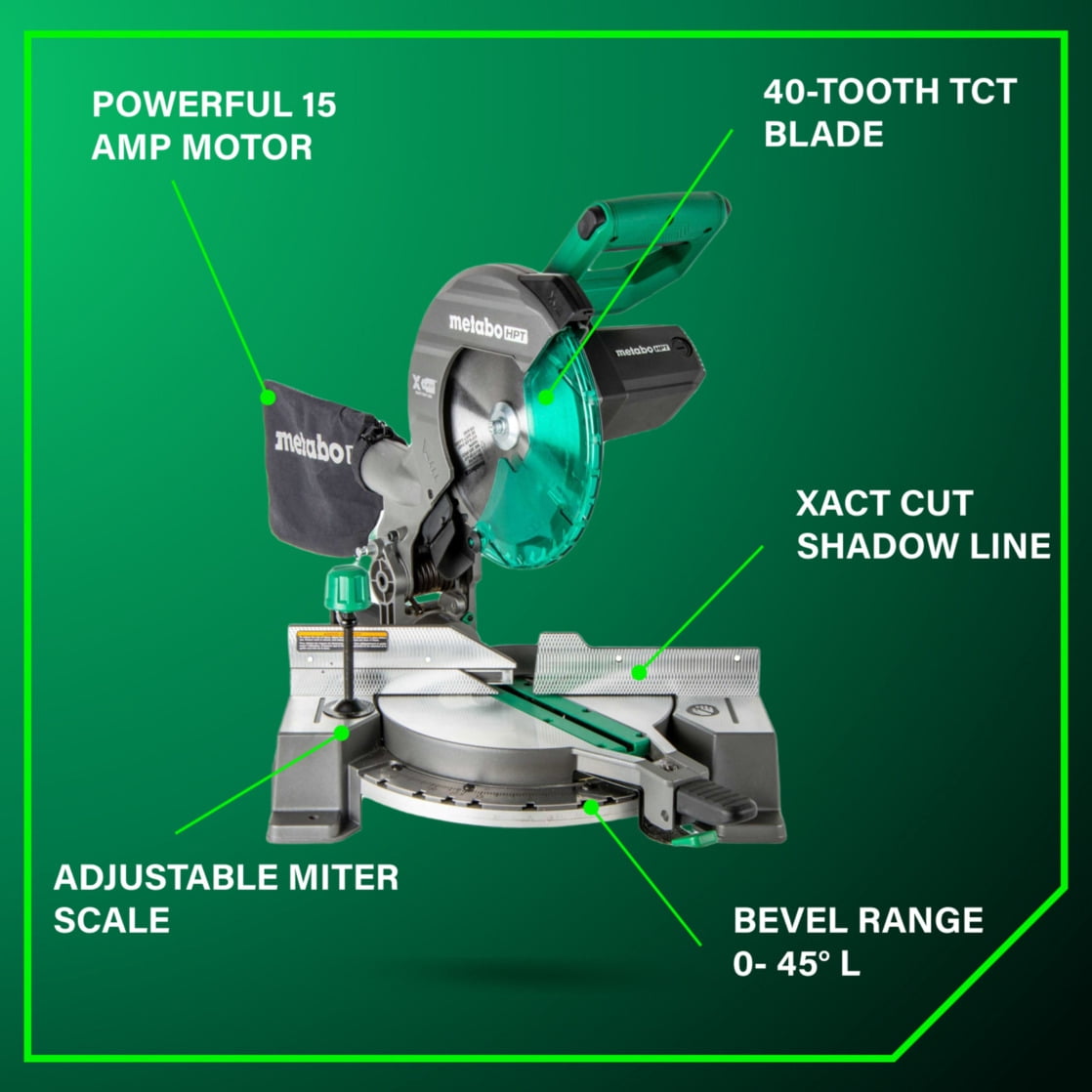 Metabo HPT 10-In Single Bevel Compound Miter Saw, C10FCG2