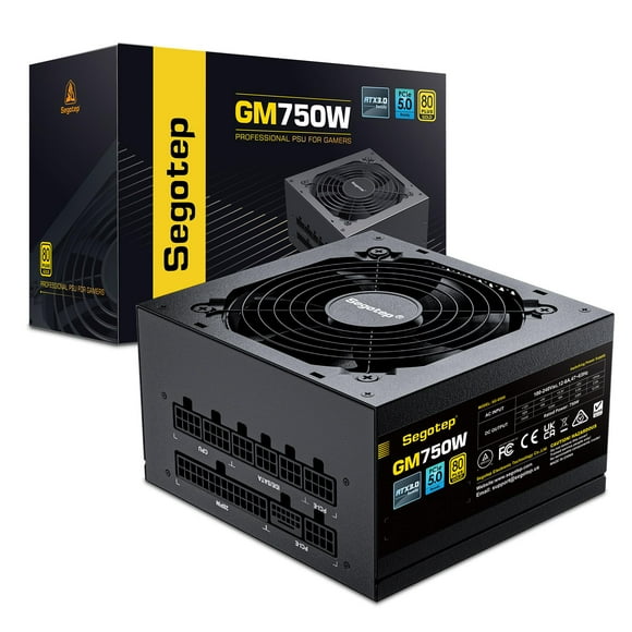 Segotep 750W Power Supply, 80 Plus Gold Full Modular PCIe 5.0 & ATX 3.0 Gaming PSU for NVIDIA RTX 20/30/40 Series & AMD GPU, 120mm Silent FDB Fan, 100% Japanese Original Electrol