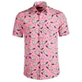 thumbnail image 3 of Camisas de flamencos de tortuga vívida para hombres, ropa, camisa de playa con estampado 3D, camisetas Y2K de manga corta, ropa hawaiana Aloha, blusa con solapa, 3 of 5