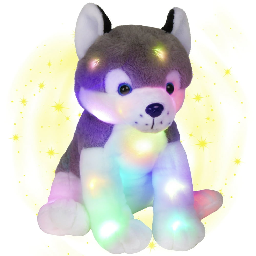 SpecialYou Musical Light up Husky Stuffed Animals LED Singing Puppy Dog