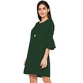 thumbnail image 2 of eloria Women's Midi Dress Bell Sleeve Key Hole Tie Neck Summer Dress Size: 3XL | Color: Bottle Green, 2 of 5