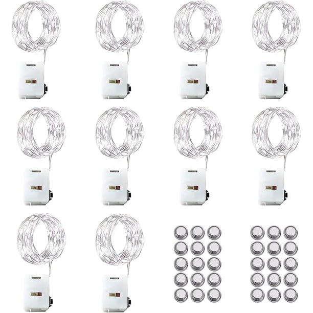10 grupos de luces LED de hadas 3M / 30 luces LED de batería 3 luces de cobre en modo de iluminación parpadeante para decoraciones de botellas de vino de regalo para bodas festivas,fiestas de Navidad