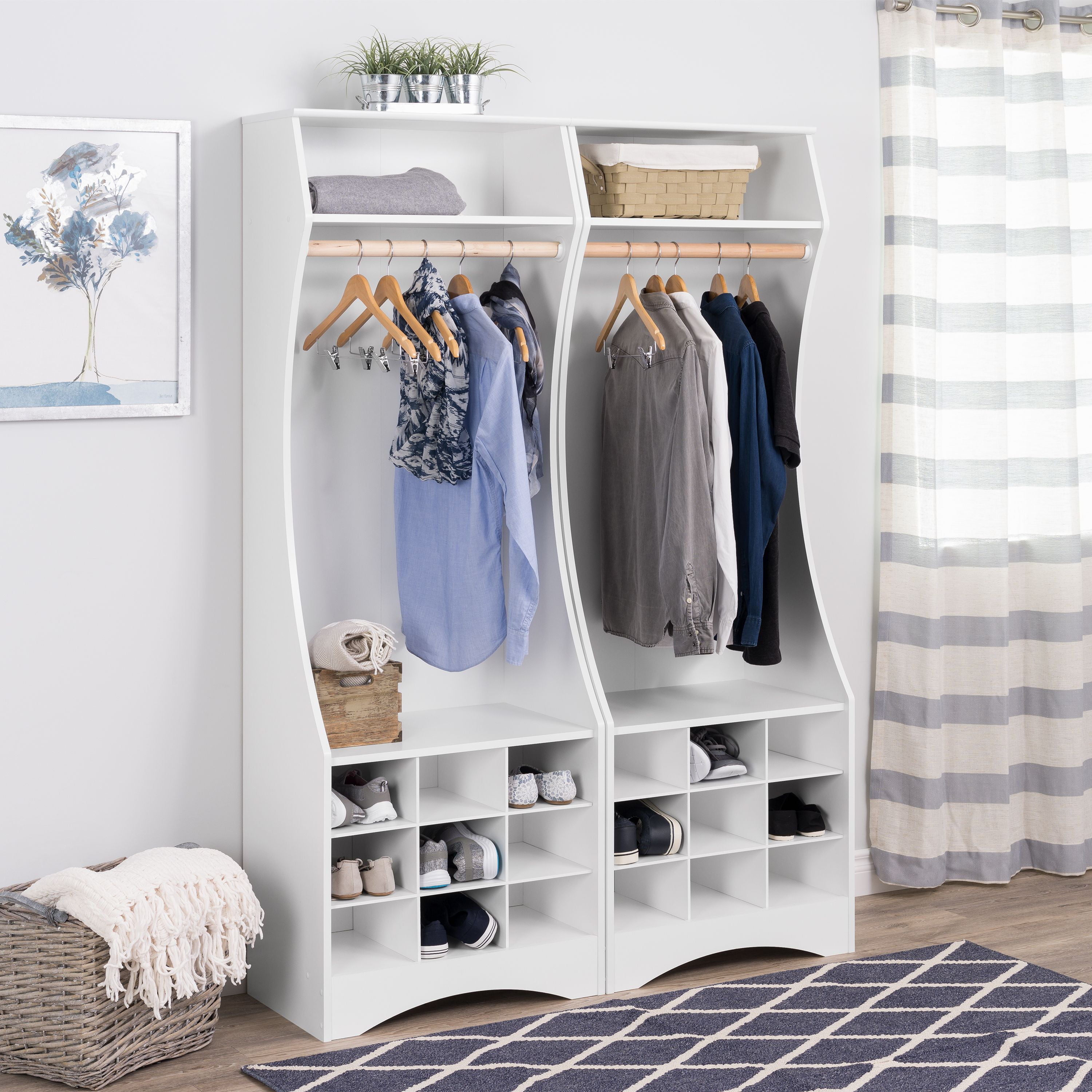 Open wardrobe with online shoe rack