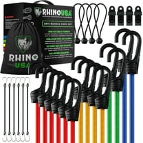 Rhino USA Bungee Cords with Hooks - Heavy Duty Outdoor 28pc Assortment with 4 Free Tarp Clips