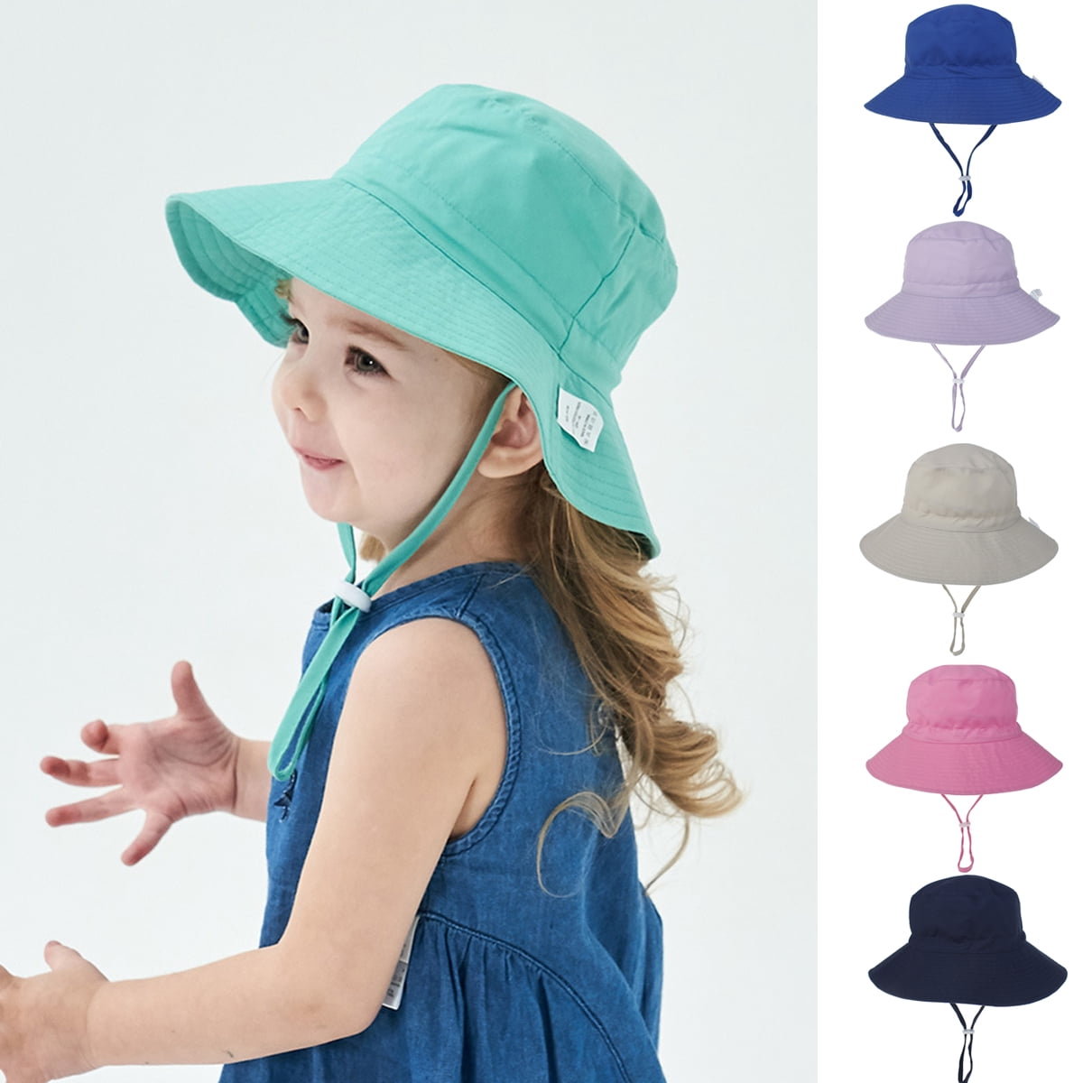 Meidiya Baby Hat With Adjusting Rope Sun Hat Uv Protection Bucket Hat Wide Brim Sun Protection Packable Beach Hat For Baby Girl Boy Walmart Com