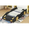 thumbnail image 4 of Twin Size Race Car-Shaped Platform Bed with Wheels and Storage, Black+Yellow, 4 of 9