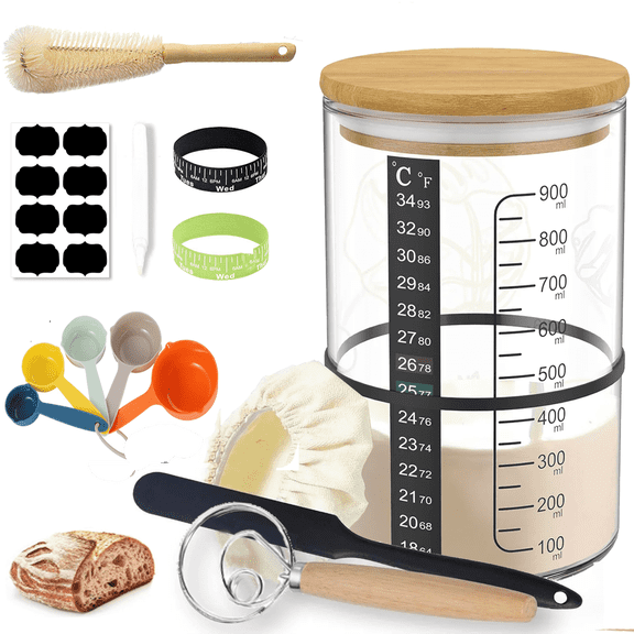 Best Sourdough Starter Jar Bread Kit Sourdough Baking Supplies Jar for Sourdough Starter Jar Glass Wide Mouth Sourdough Starter Container