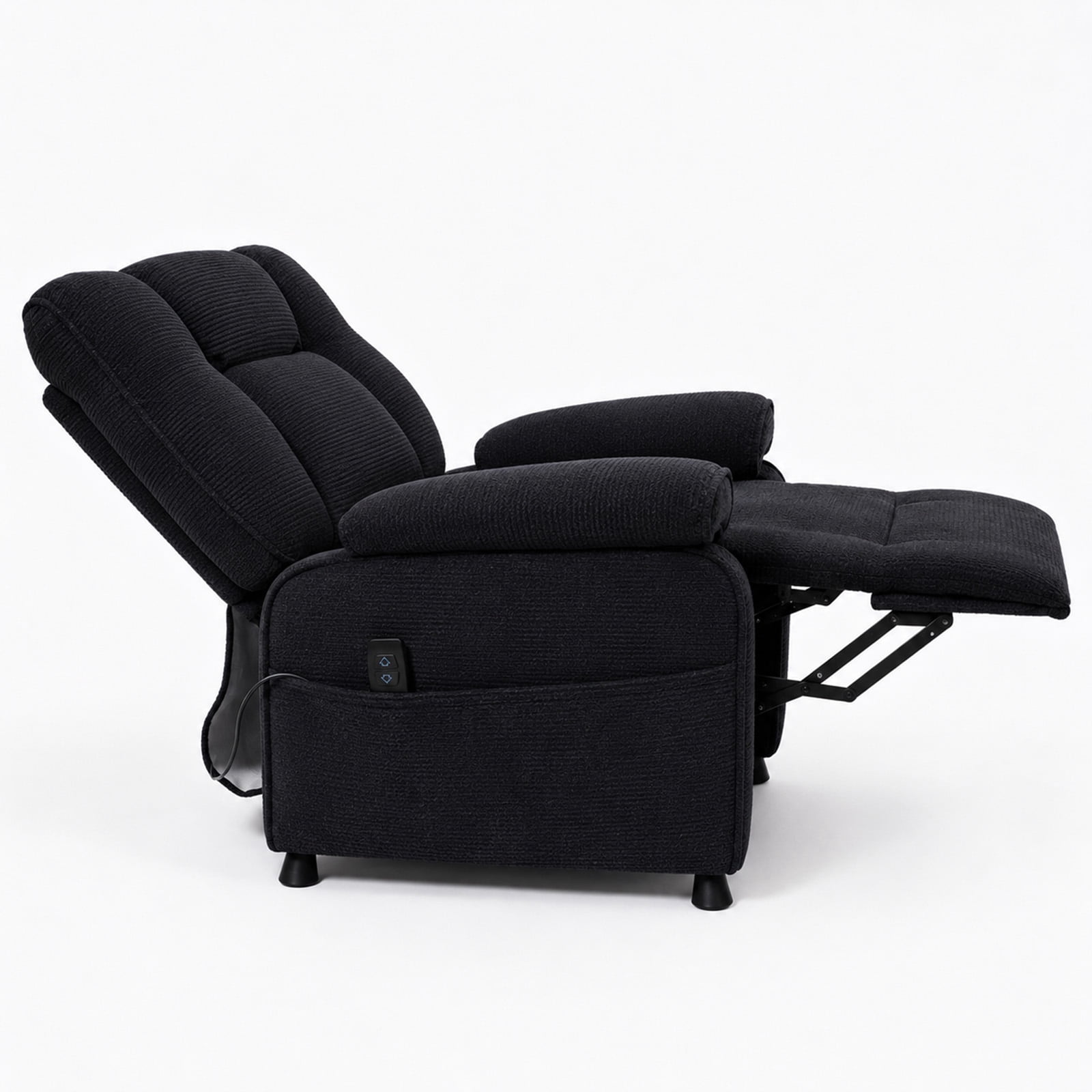 Leumius Recliner Chair, Ergonomic Tufted Cushion Single Recliner with Chenille Fabric, Side Storage Pocket, Anti-Slip Wooden Legs, 300lbs Capacity for Living Room Bedroom Gaming Lounge,Dark Gray
