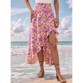 thumbnail image 6 of Women Boho Floral Leopard Print High Low Split Wrap Midi Skirt Floral Print L, 6 of 9