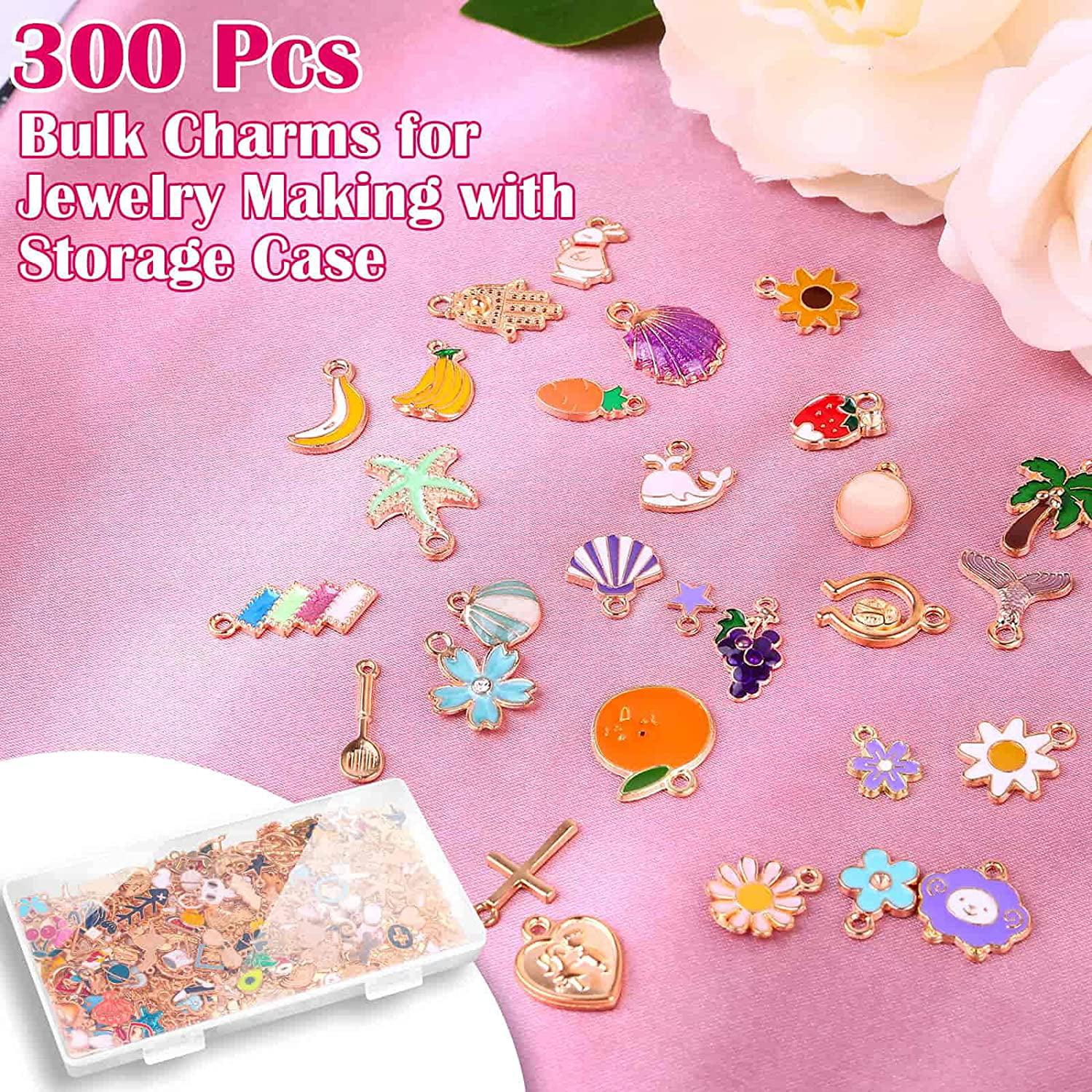 300Pcs Charms for Jewelry Making, Wholesale Bulk Assorted Gold-Plated  Enamel Charms Earring Charms for DIY Necklace Bracelet Jewelry Making and
