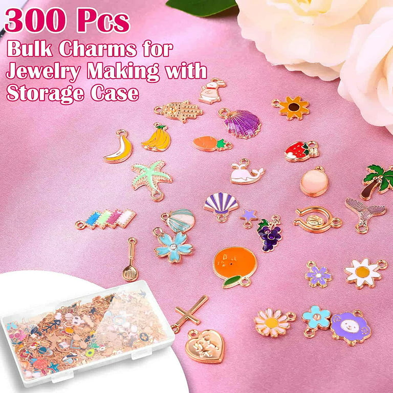 Bulk 100 Enamel Charms, Mixed Jewelry Charms, Gold Plated Metal Charm  Pendant Collection, Assorted DIY Bracelet Charms 