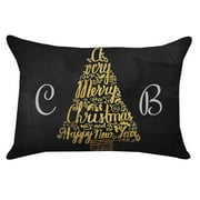 Personalized Metallic Tree Poplin Rectangular Throw Pillow in Black