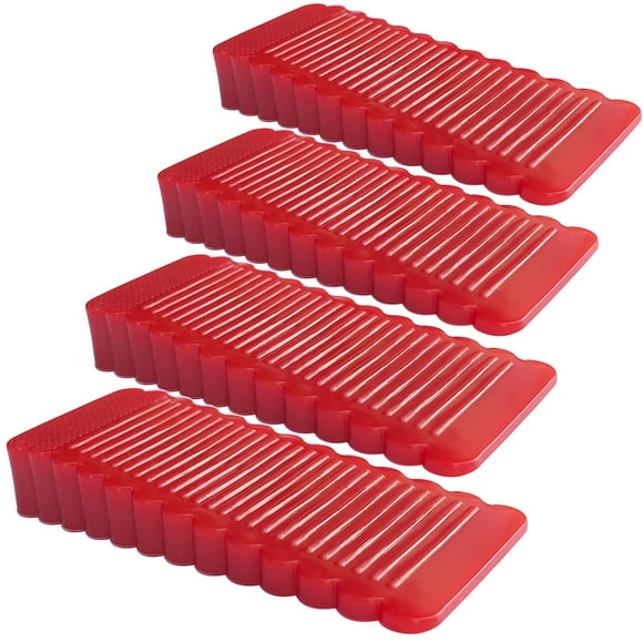 Oksdown Lot de 4 Bouchons de Porte en Caoutchouc Rouge, Bouchon Mince et Petit Antidérapant en Silicone Doux pour Intérieur Placard Douche Cuisine Sol