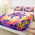 thumbnail image 3 of Manfei Kawaii Ocean Octopus Full Size Sheets,Colorful Undersea Coral Bed Sheets,Purple Orange Sheet Sets For Teens,Ultra Soft Home Decor,4-Piece, 3 of 7