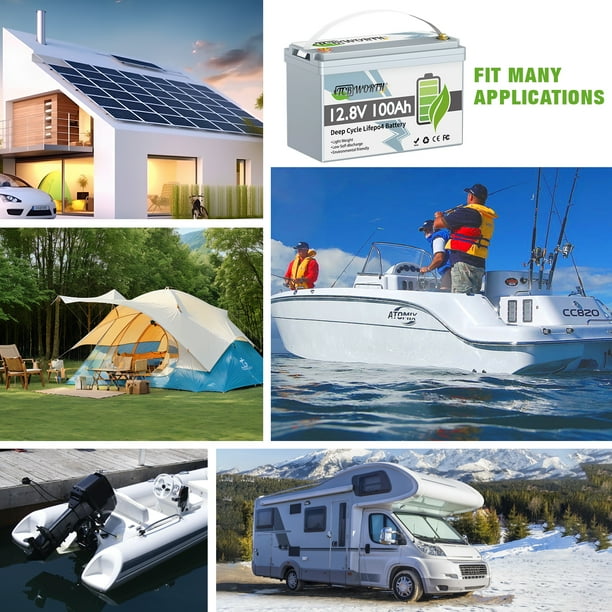 12V 100Ah LiFePO4 Lithium Battery,100A BMS,TCBWORTH Group 31