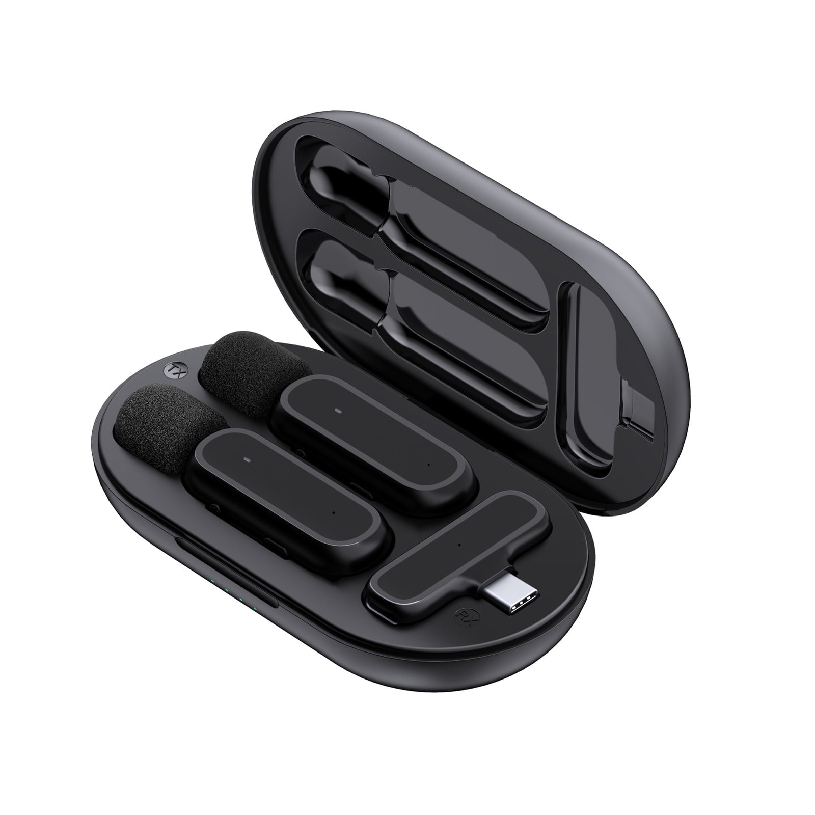 Wireless Mic Wireless Wireless Clip-on Microphone Wireless Mic Receiver and 2 Transmitters with Charging Box for Type-C Mobile Phone Rechargeable Microphone with Windscreen for Interview Live