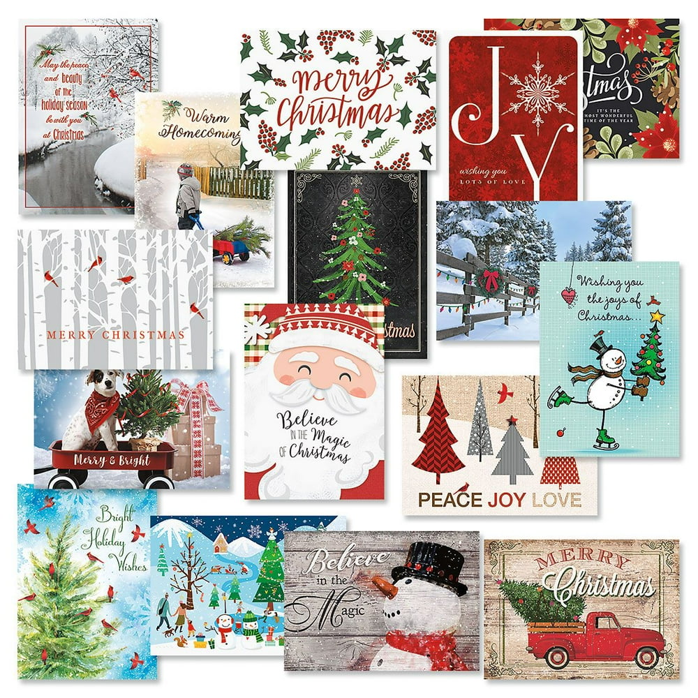 Classic Christmas Card Assortments Holiday Greeting Cards, Set of 32