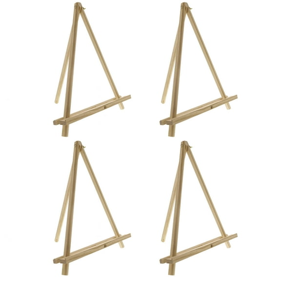 U.S. Art Supply 12" Natural Wood Display Stand A-Frame Artist Easel (Pack of 4) Adjustable Tripod Tabletop Canvas Holder