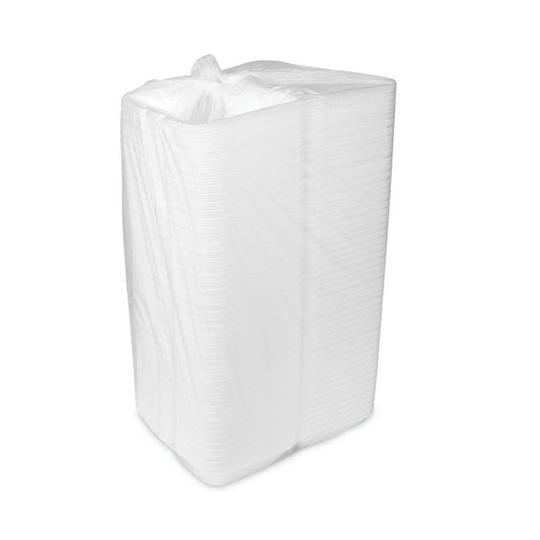 Foam Hinged Lid Container, Single Tab Lock #205 Utility, 9.19 x 6.5 x 2.75, White, 150/Carton Foam Hinged Lid Container, Single Tab Lock #205 Utility, 9.19 x 6.5 x 2.75, White, 150/Carton