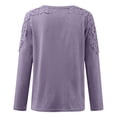 thumbnail image 5 of LEAVINGSUO Long Sleeve Shirts for Women, Fall Womens Tops Fashion Women Casual Round-Neck Lace Hollow Out Long Sleeve Pullover Slimming Blouse T-Shirt Tops Purple XXXL, 5 of 5