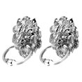 thumbnail image 4 of 2Pcs Antique Lion Head Door Knocker Front Door Handle Tone Pull Ring (Silver), 4 of 7