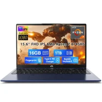 15.6" FHD New Gaming Laptop Computer AMD Ryzen 7 8745HS 8-Core (up to 4.9GHz), Radeon 780M Graphics, 16GB DDR5 RAM, 1TB SSD, FHD IPS Display, 100W Type-C, Backlit Keyboard, Fingerprint Blue