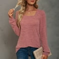 thumbnail image 2 of FAIWAD Women's Long Sleeve Tunic Tops Square Neck Loose Basic Tops Solid Color Comfy Pullover Tops, 2 of 7