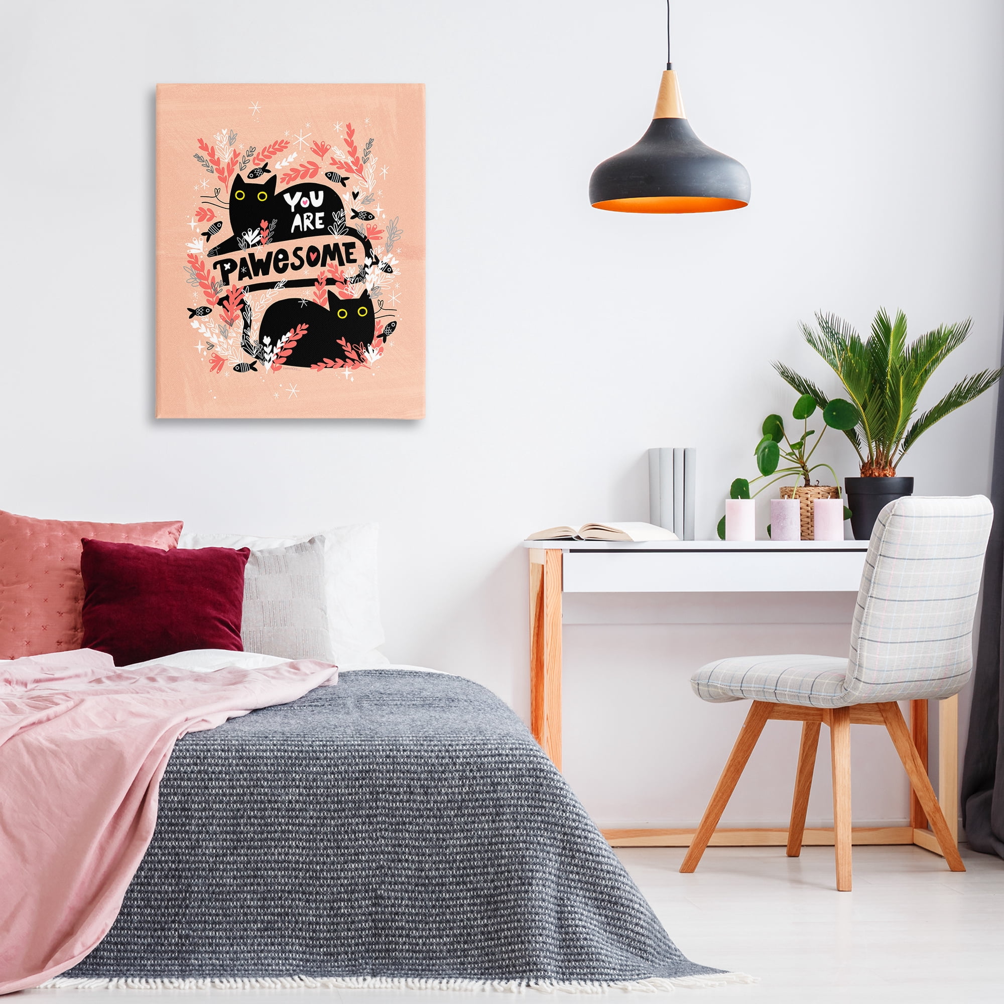 Stupell Industries You Are Pawesome Cats Animals Painting Wrapped Canvas Art Print Wall Art, 30 x 40