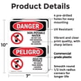 thumbnail image 2 of (2 Pack) Non-Potable Water No Drinking Bilingual OSHA Danger Sign 7 Inch X 10 Inch Plastic Sign, Weather Resistant, UV Protected for Workplace, Business, and Construction Site, Made in, 2 of 8