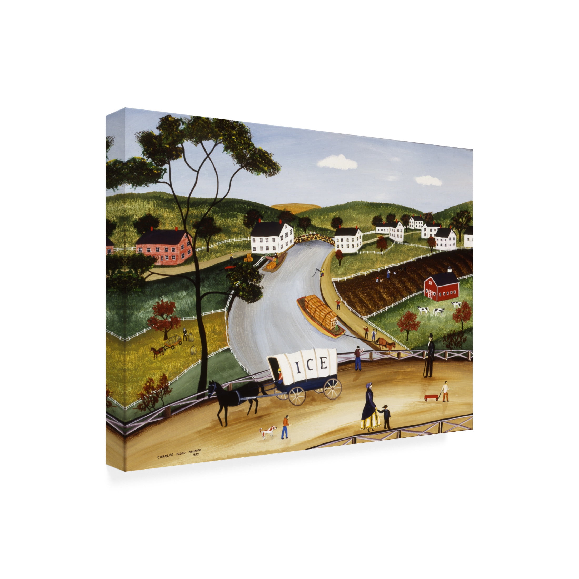 Canvas Wall Art - C Munro 'Crossing The Canal' Wall Art for Living Room, Bedroom, or Office Décor by Trademark Fine Art - 32 x 24 Inches