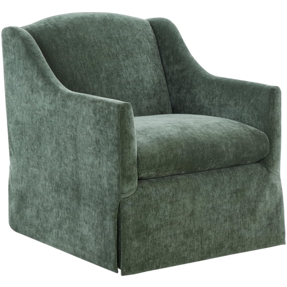 Comfort Pointe Ludlow Ivy Green Polyester Fabric Skirted Swivel Accent Chair
